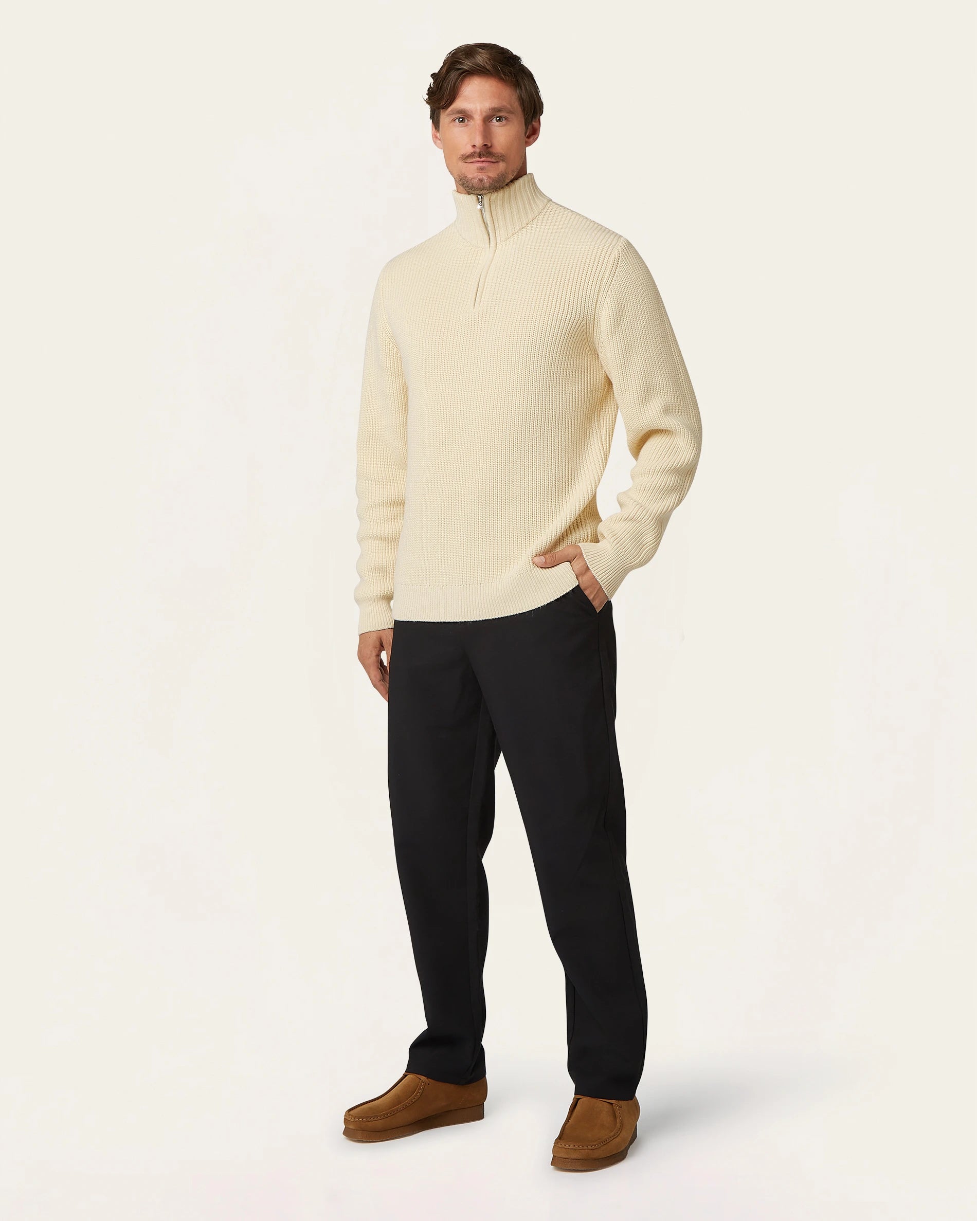 Heavy Seawool Half Zip Off-white