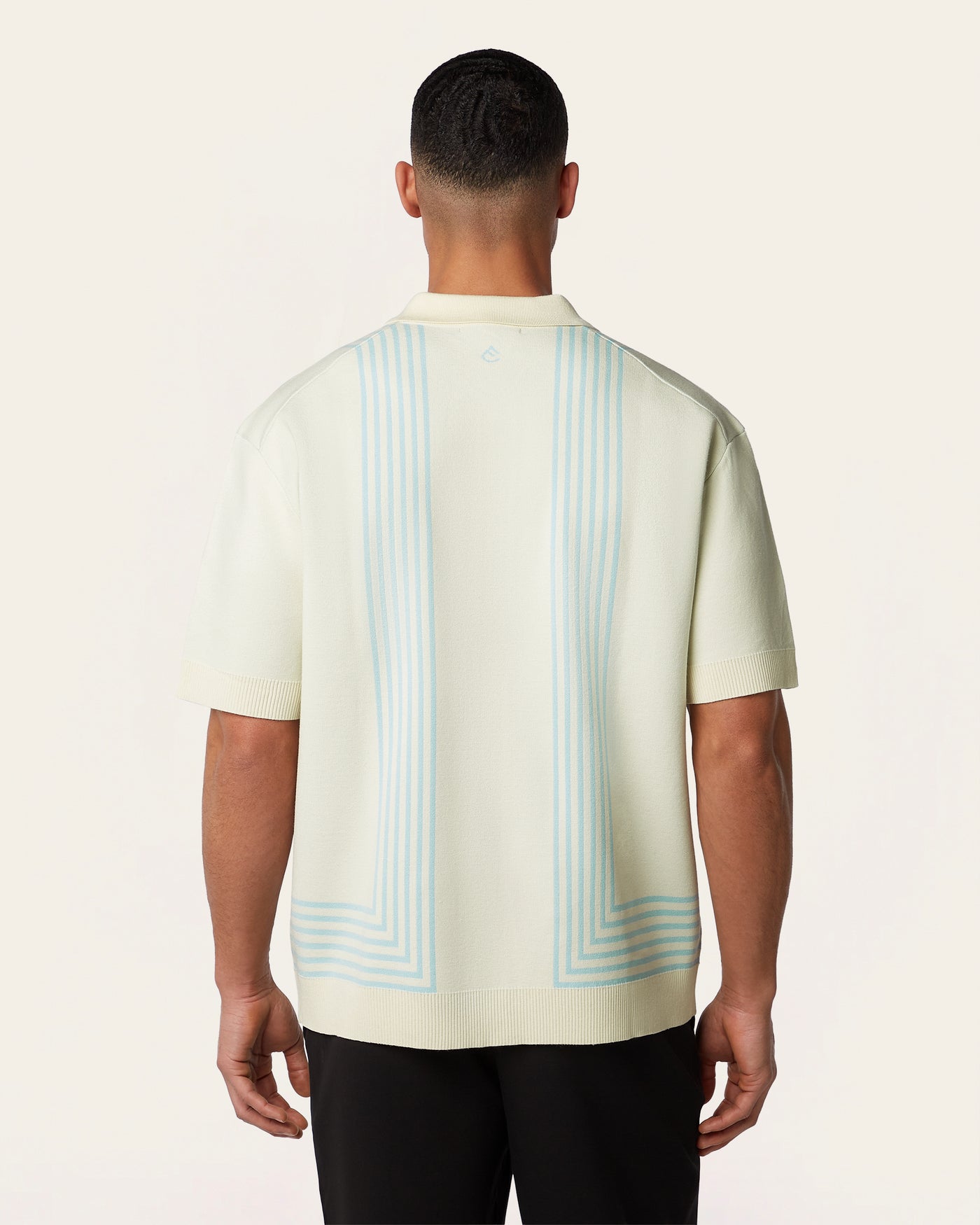 Jacquard Short Sleeve Shirt Off White / Light Blue