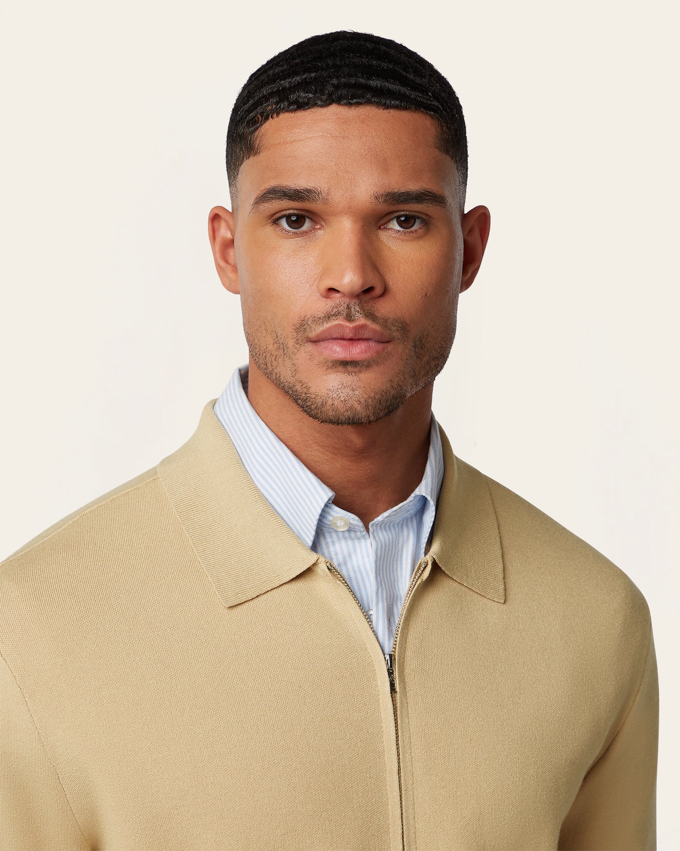 Full Zip Jacquard Cardigan Sand