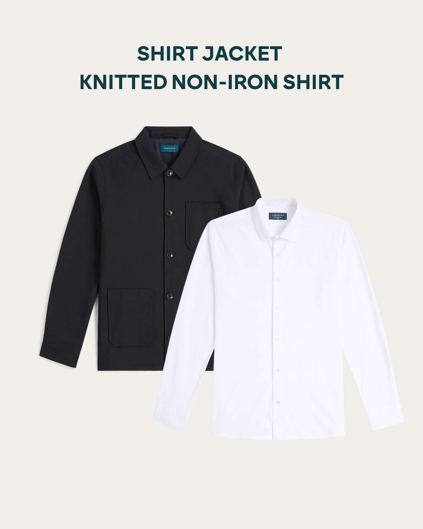 Shirt jacket & Knitted non-iron shirt bundle
