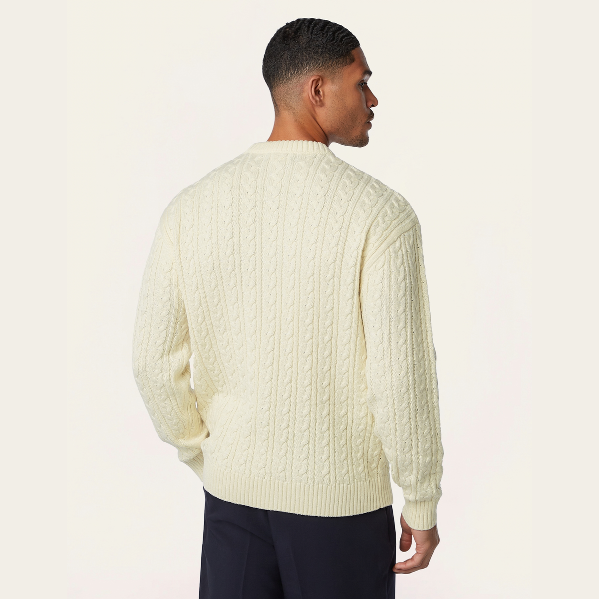 Heavy Seawool Cable Crewneck Off White