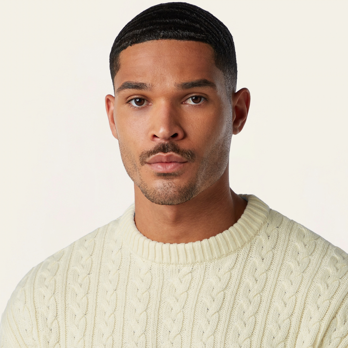 Heavy Seawool Cable Crewneck Off White