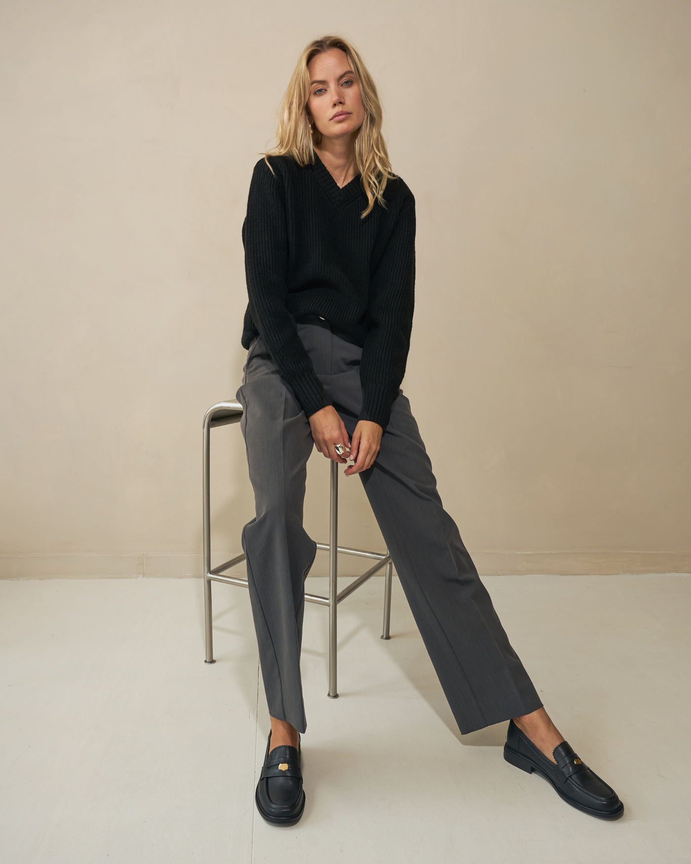 Heavy Seawool V-neck - Black