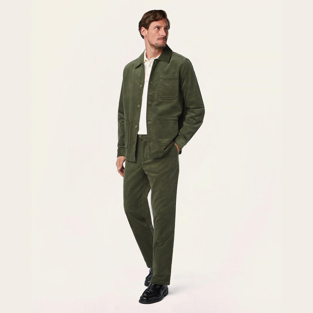 Corduroy Shirt Jacket Dark Olive