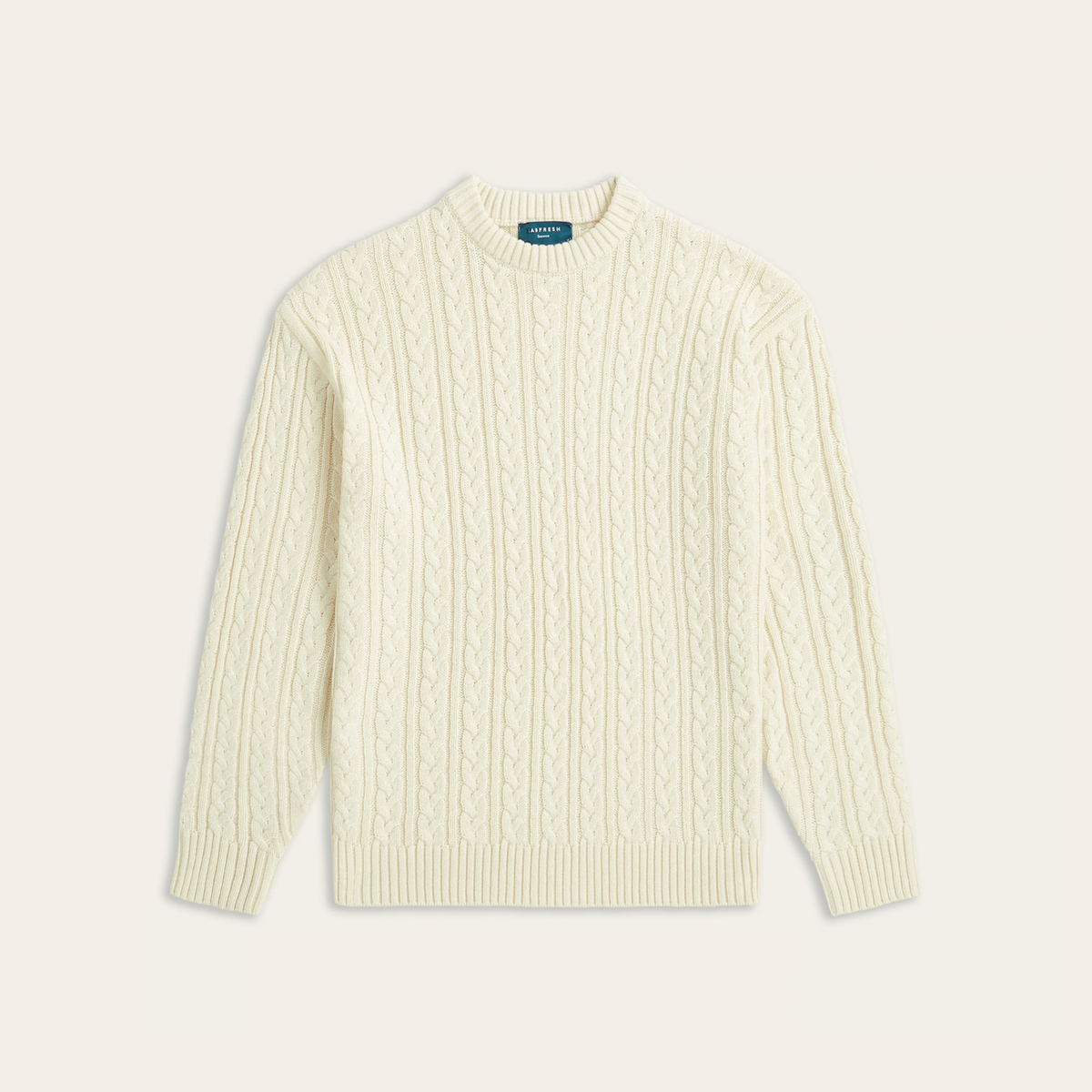 Heavy Seawool Cable Crewneck Off White