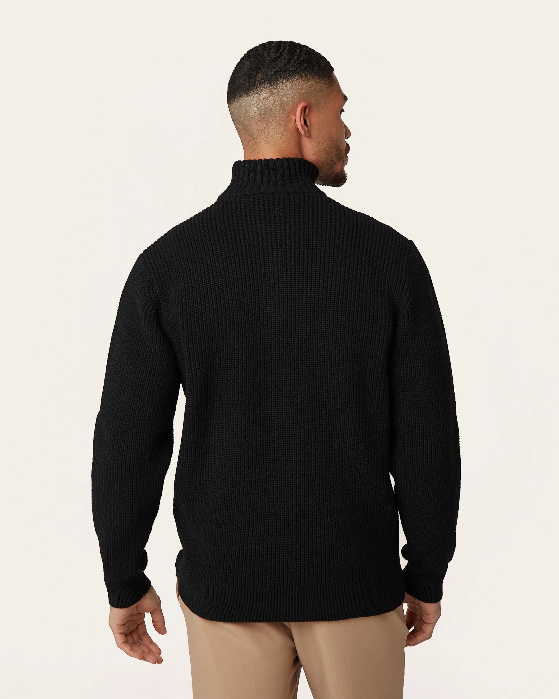 Heavy Seawool Half Zip Black