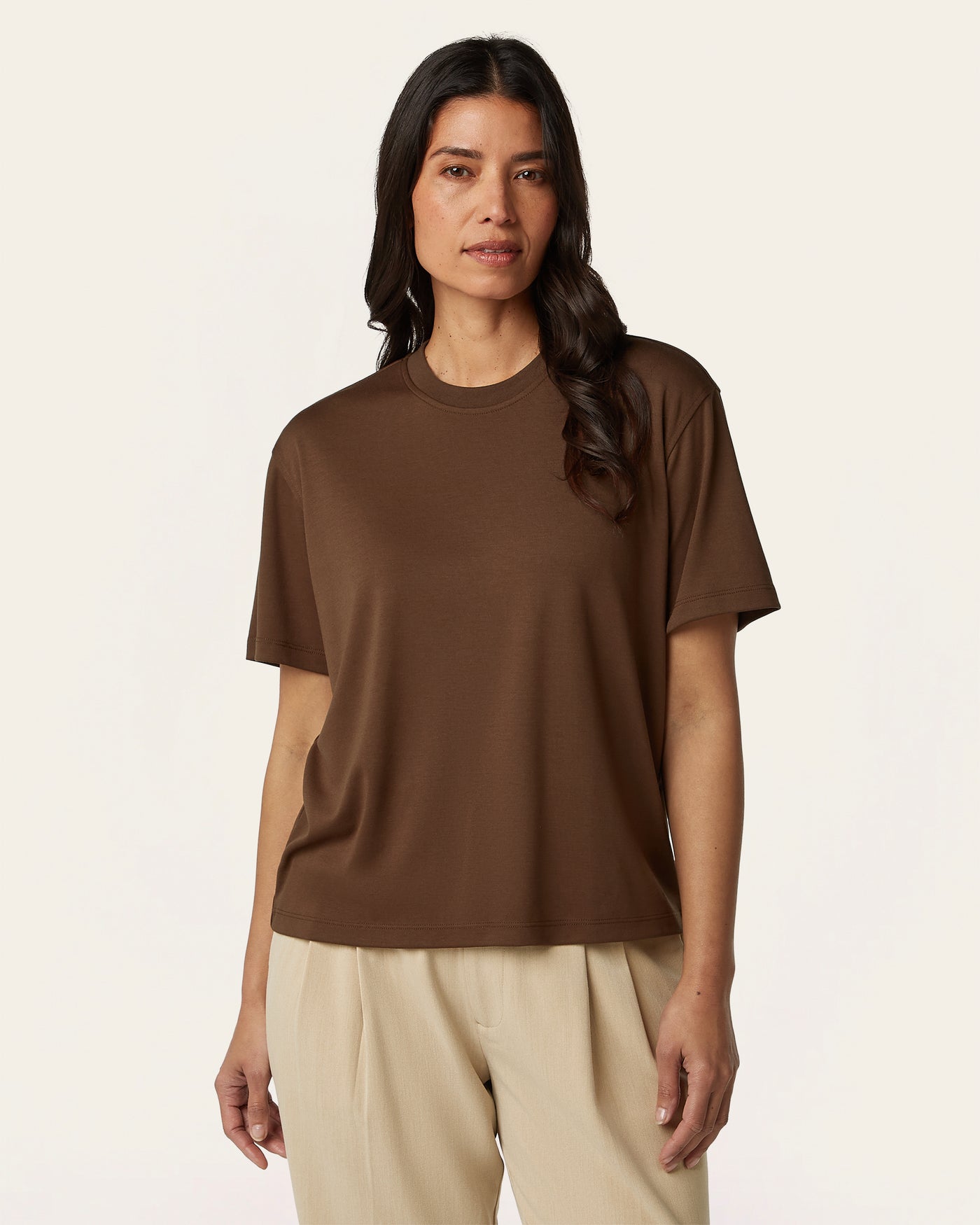 Interlock Boxy Fit T-shirt - Brown