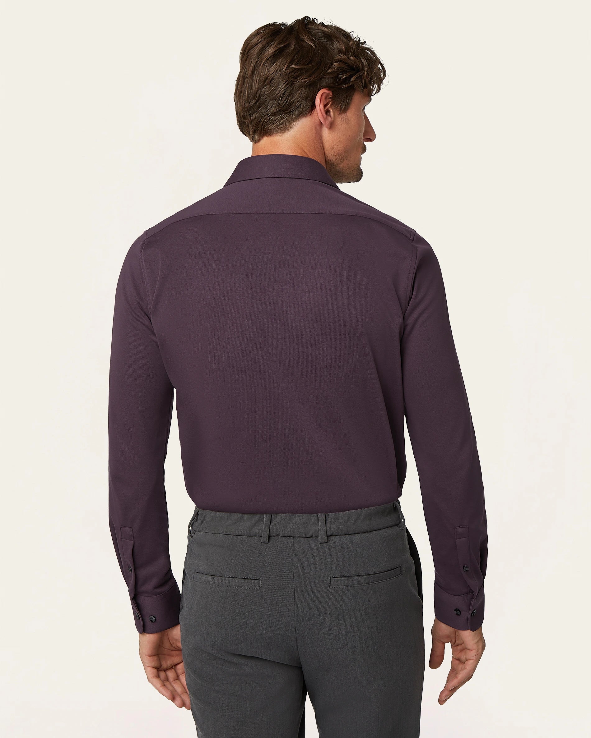 Knitted non-iron shirt Dark Plum