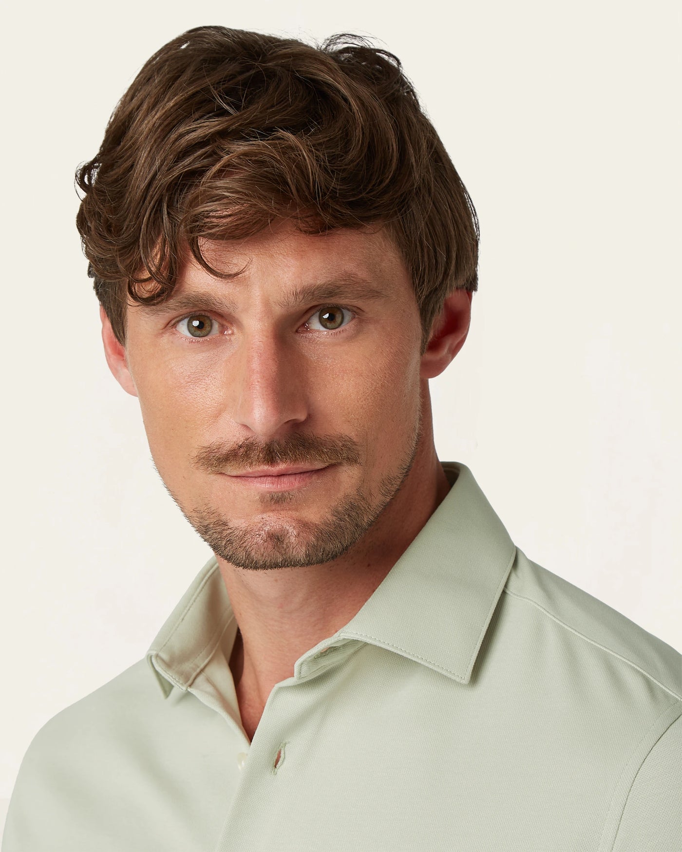 Knitted non-iron shirt Sage