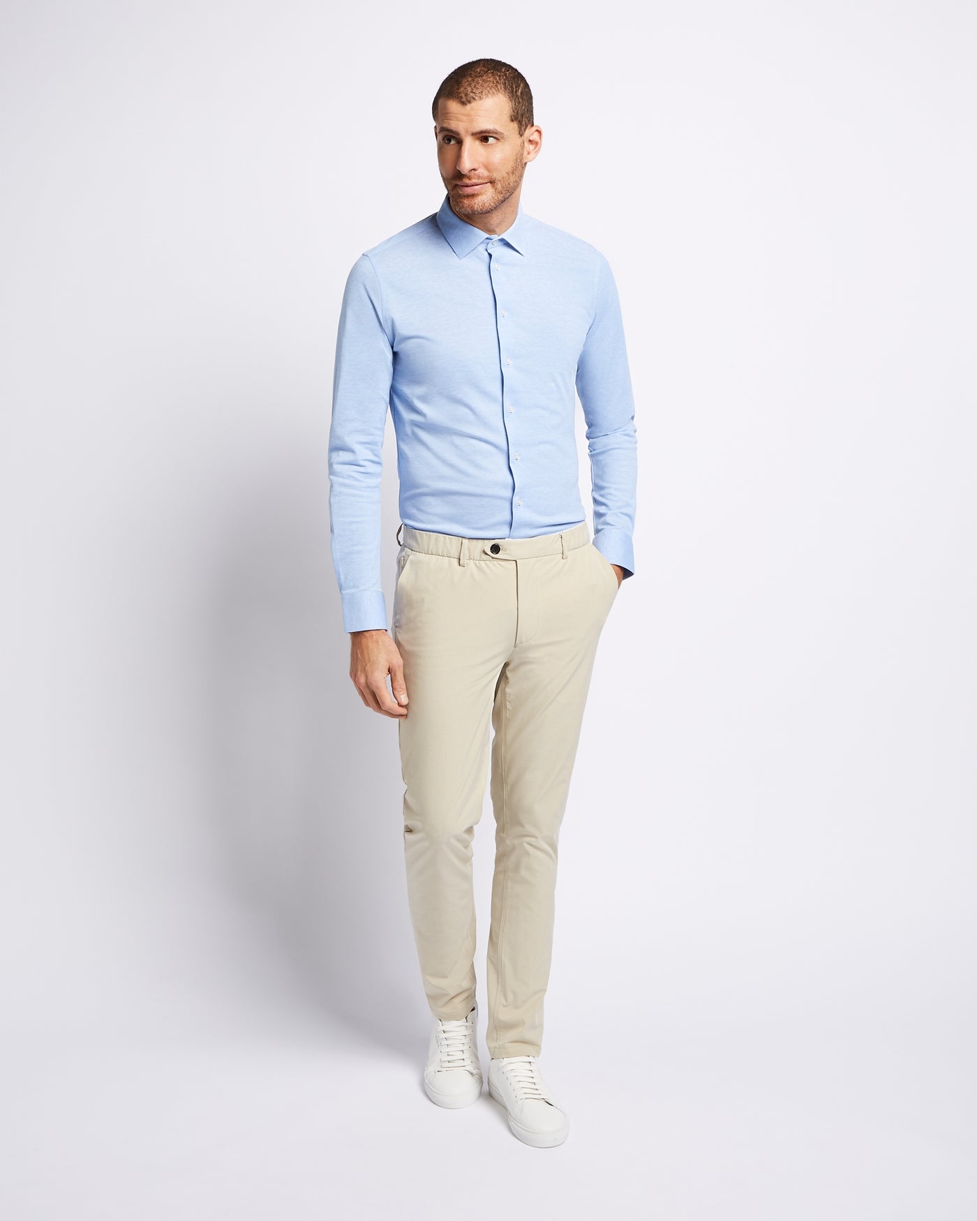 Knitted Hemd light blue