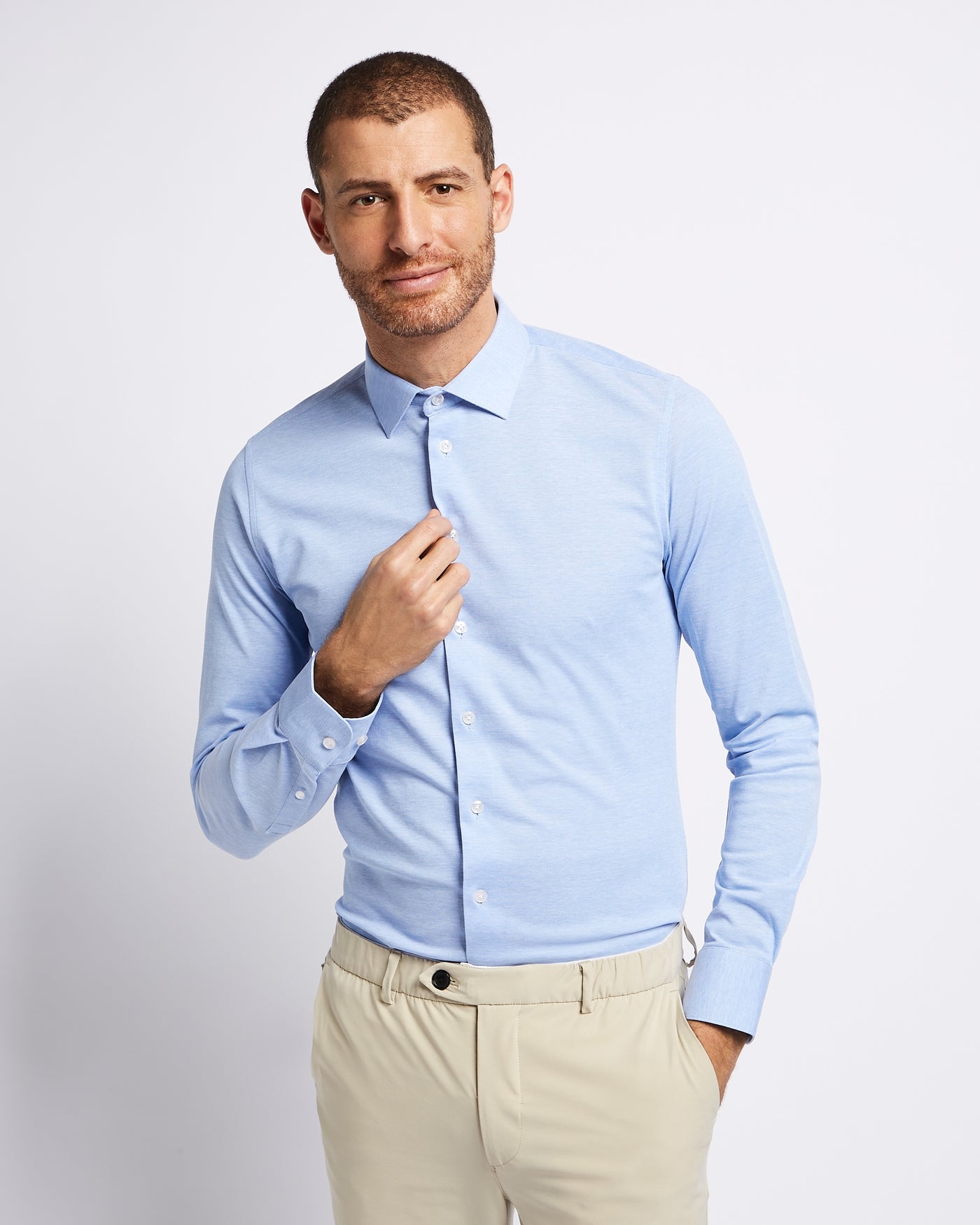 Knitted Hemd light blue